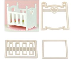 Fondant Baby Wieg uitsteekvorm  - kribbetje mal - Fondant snijder - Marsepein cutter - Icing babywieg - Uitstekers - Uitsteekvormpjes - uitsteekvormen voor Marsepein en Fondant - Voor decoratie van taart, cupcakes en cake - Set van 3 stuks