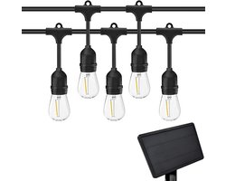 Fonkel 10m Solar LED Prikkabel – IP65 Lichtsnoer Buiten – Koppelbaar – Lampjes Slinger – inclusief 10x E27 lampen