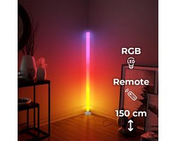 Fonkel Isa DIY LED Vloerlamp Dimbaar RGB Wit 150 cm - Gaming Lamp Decoratie - Reageert op Muziek - Staande Lamp voor Woonkamer - Game Kamer Accessoires