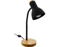 Fonkel Milan - Tafellamp - Bureaulamp - Kleine lamp - Knutsel lamp - E27 - 42 cm - hout/Zwart - Eikenhout