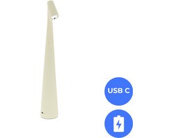 Fonkel Nordic Design LED Tafellamp Nachtlamp Leeslamp Oplaadbaar creme - USB-C - 34cm Dimbaar draadloze ledlamp