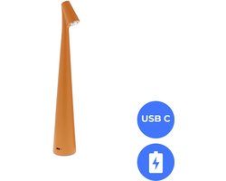 Fonkel Nordic Design LED Tafellamp Nachtlamp Leeslamp Oplaadbaar oranje - USB-C - 34cm Dimbaar