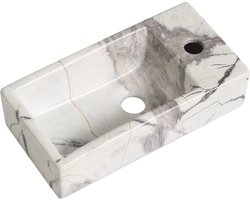 Fontein Mia 40.5x20x10.5cm marmerlook wit geaderd grijs rechts