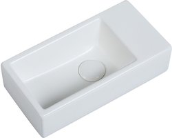 Fontein Mia 40.5x20x10.5cm mat wit inclusief afvoerplug rechts zonder kraangat