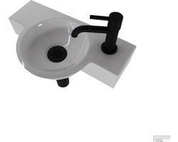 Fonteinset Julie wit L'aqua Keramisch met Zwarte kraan en sifon