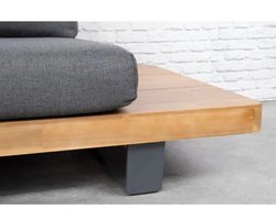 Fonteyn Loungeset Toronto - 5-persoons Loungeset, Buitenzitgroep en Tuinmeubelset met Loungebank en Tafel - 310x100x79 cm - Aluminium, Acaciahout - Geschikt voor Tuin, Terras en Balkon - Inclusief Kussens - Antraciet, Donkergrijs