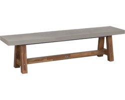 Fonteyn Tuinbank Monda 180 x 40 cm Betonlook/Acacia - 6-persoons Tuinbank en Eetbank, Tuinmeubelen - Geschikt voor Tuin, Terras en Balkon