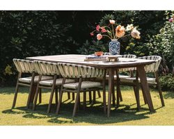 Fonteyn Tuinset Dalia-Rixos Walnut - Dining Set, Eethoek en Tuinmeubelset - Tafel met Stoelen - Geschikt voor Tuin, Terras en Balkon - Inclusief Kussens
