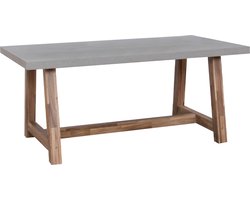Fonteyn Tuintafel Monda 180 x 100 cm Betonlook/Acacia - Tuintafel en Bijzettafel voor Tuin, Terras en Balkon