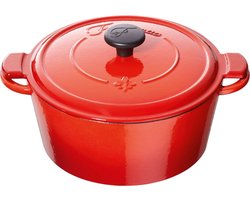 Fontignac Main Libres braadpan - Gietijzer - Rond - 26 cm - Rood