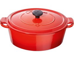 Fontignac Main Libres braadpan - Ovaal - 33 cm - Rood