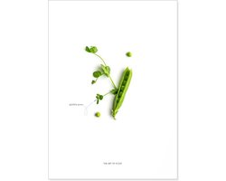 Food art print met doperwten compositie | Poster voor in de keuken of woonkamer | Wanddecoratie voor in een Scandinavisch interieur of boven de eettafel in de eetkamer| Prints gedrukt op FSC gecertificeerd papier | 21x30