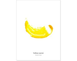 Food art print met gele wortel | Poster voor in de keuken of woonkamer | Wanddecoratie voor in een Scandinavisch interieur of boven de eettafel in de eetkamer| Prints gedrukt op FSC gecertificeerd papier | 21x30