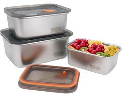 Food Containers met Lids - RVS Snack Containers - Lekvrije Metalen Voedselopslag voor Restaurant, Keuken, Vriezer, Buffet (1000ml+1600ml+2600ml)
