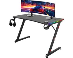 For The Win Game Bureau met LED Verlichting - 120x60x74.5 cm - 2x Ingebouwde LEDs - Gaming Bureau met LED - Gaming Desk - Computertafel - Gaming Tafel - Computer Bureau - Game Desk - Gaming Bureaus