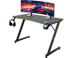 For The Win Game Bureau met LED Verlichting - 120x60x74.5 cm - 3x Ingebouwde LEDs - Gaming Bureau met LED - Gaming Desk - Computertafel - Gaming Tafel - Computer Bureau - Game Desk - Gaming Bureaus