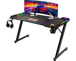 For The Win Gaming Bureau met LED Verlichting - 140x74x60 cm - Game Bureau - Incl. RGB Muismat - Gaming Desk - Computer Tafel - Gaming Tafel