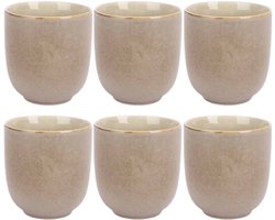 Forest Beker Mok - Koffiemok - Theekopje - Set van 6 - Compact & Modern Design - Aardewerk - 260ml - Grijsgroen
