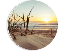 Forex Wandcirkel - Grassen op het Strand  - 20x20cm Foto op Wandcirkel (met ophangsysteem)