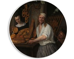 Forex Wandcirkel - Oude meesters - Bakker A. Oostwaard en zijn vrouw, Jan Havicksz. Steen - 20x20cm Foto op Wandcirkel (met ophangsysteem)