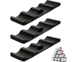 Forhandy 3 stuks flessenhouders, koelkast, antislip, stapelbaar, koelkast, organizer, flessen, opvouwbaar voor het bewaren van bier, dranken, mineraalwater (zwart)