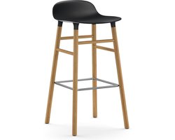 Form barkruk met houten frame en metalen steun - zwart - eiken - 75 cm