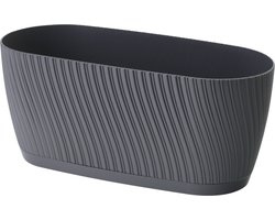 Form-Plastic - Bloempot / plantenbak / Langwerpige bloempot met schoteldoos - Antraciet - 27cm / 2,65L