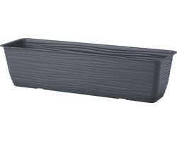 Form Plastic Plantenbak Balustrade - kunststof - antraciet - L50 x B17 x H14 cm - met opvang schotel - rechthoek - balkon bakken - bloembakken
