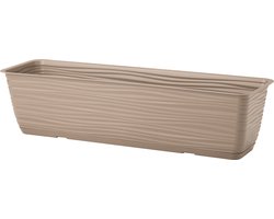 Form Plastic Plantenbak Balustrade - kunststof - beige - L80 x B17 x H14 cm - met opvang schotel - rechthoek - balkon bakken - bloembakken