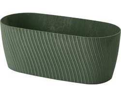 Form Plastic Plantenbak/bloembak Waves - kunststof - donkergroen - L27 x B12 x H11 cm - rond