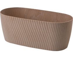 Form Plastic Plantenbak/bloembak Waves - kunststof - lichtbruin - L27 x B12 x H11 cm - rond