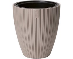 Form Plastic Plantenpot/bloempot Mika - kunststof - taupe - D30 x H32 cm - met binnenpot - rond