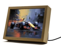 Formula 1 Inspired Raceauto – 22×17 cm – Verlicht kunstwerk – LED licht portret nachtlampje – Dimbaar – Sfeerverlichting – Kinder Woon en Slaapkamer Wall Art Decor