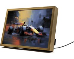 Formula 1 Inspired Raceauto – 31×23 cm – Verlicht kunstwerk – LED licht portret nachtlampje – Dimbaar – Sfeerverlichting – Kinder Woon en Slaapkamer Wall Art Decor