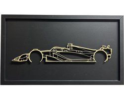 Formule 1 wanddecoratie - Auto muurdecoratie - 44x25 cm - Omlijsting - Zwart - Wanddecoratie woonkamer - Mancave - Red Bull - Racing - Mancave decoratie - Wand decoratie - Wanddecoratie - Hout - Muurdecoratie - Max Verstappen - Formula 1 - F1