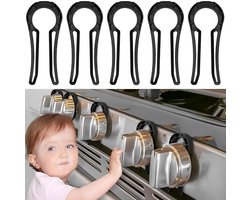 fornuisknopsloten voor kinderveiligheid - Kachelbescherming voor kinderen - Veilige ovenknopafdekkingen - Kindersloten - Zonder Boren - Veiligheid Van Kinderen - Keukengereedschap - Set van 5 - Zwart