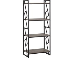 FORRES - Boekenkast - 4 planken - Donkere houtkleur - Spaanplaat