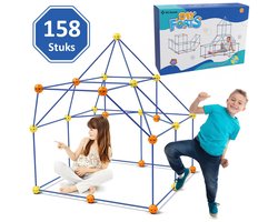Fort Bouwpakket 158 Onderdelen - Speelgoed 3 Jaar 4 Jaar 5 Jaar - Kinderspeelgoed - Sensorisch Speelgoed - Bouwset Jongens Meisjes - Educatief Buitenspeelgoed - Montessori Speelgoed