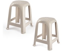 Forte Plastics Keukenkrukje/opstapje - 2x - Handy Step - taupe - kunststof - 37 x 37 x 46 cm