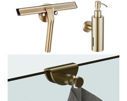 Fortifura accessoireset - glaswisser - zeepdispenser - handdoekhaak - geborsteld messing