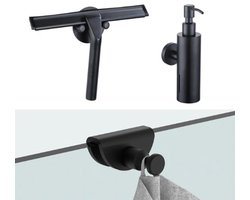Fortifura accessoireset - glaswisser - zeepdispenser - handdoekhaak - mat zwart