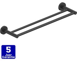 FortiFura Calvi handdoekhouder - Dubbel - Rond - Mat Zwart