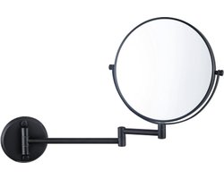 Fortifura Calvi make-up spiegel - 20cm - 1x en 3x vergrotend - rond - mat zwart