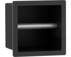Fortifura Calvi Toiletrolhouder - inbouw - 17.3x17.3x15.3cm - Mat zwart