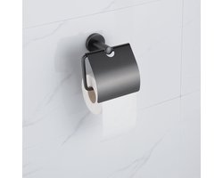 Fortifura Calvi - toiletrolhouder - met klep - Geborsteld Gunmetal PVD