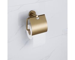 Fortifura Calvi - toiletrolhouder - met klep - Geborsteld Messing PVD (Goud)