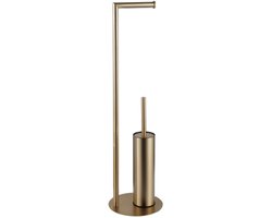 Fortifura Calvi vrijstaande toiletrolhouder met toiletborstel - Geborsteld Messing PVD (Goud)