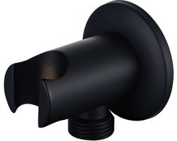 Fortifura Calvi Wandaansluitbocht - handdouchehouder - rozet rond - PVD - mat zwart