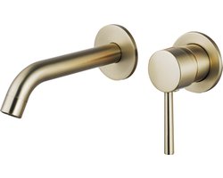Fortifura Calvi Wastafelkraan - inbouw - inclusief inbouwdeel - geborsteld Messing PVD (Goud)