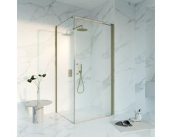 Fortifura Galeria Douchecabine - 80x120x200 - Profiel - veiligheidsglas - anti kalk - Geborsteld Messing PVD (Goud)